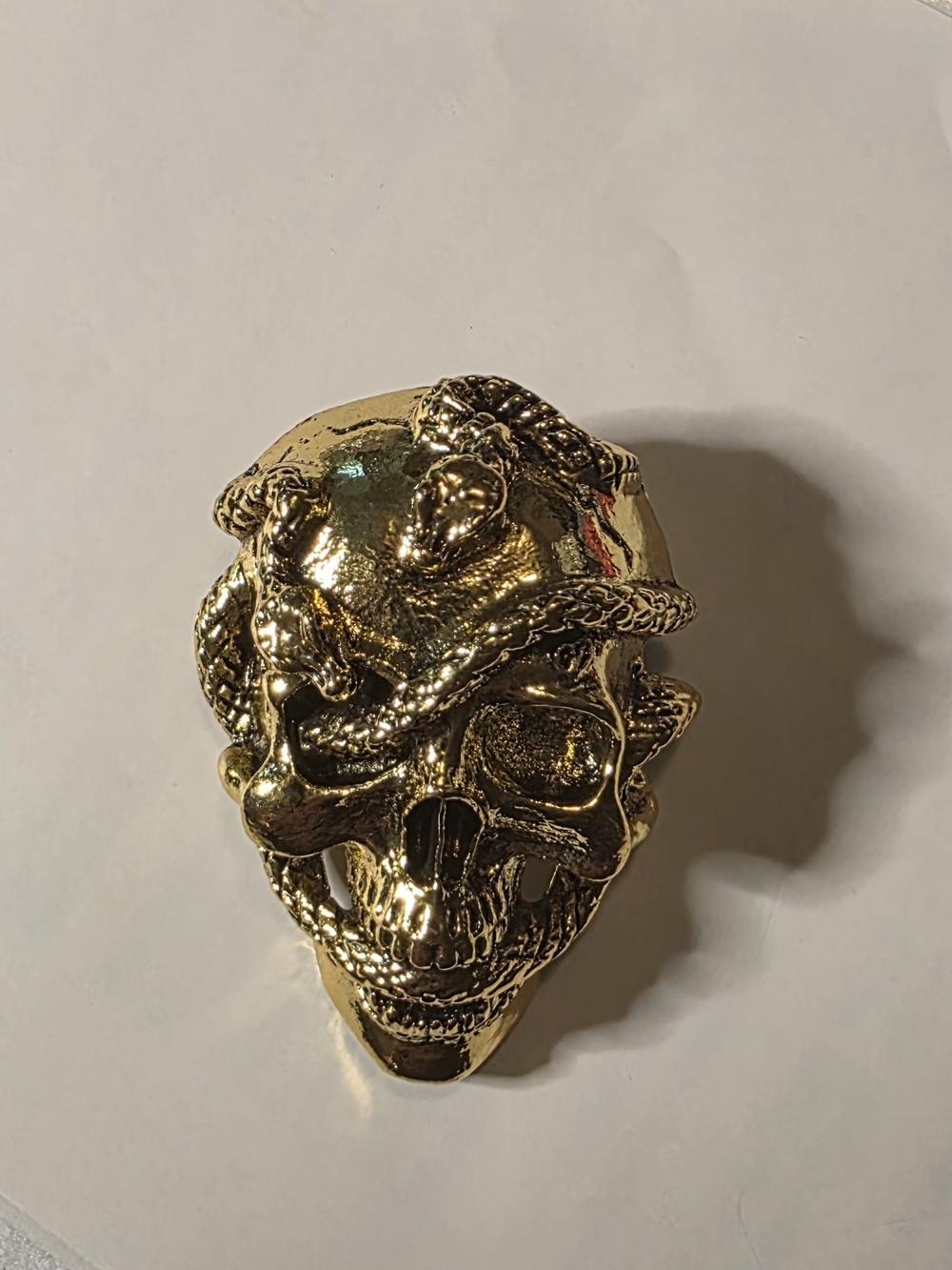 Gold Skull & Snake Lapel Pin - Men's Accessory
